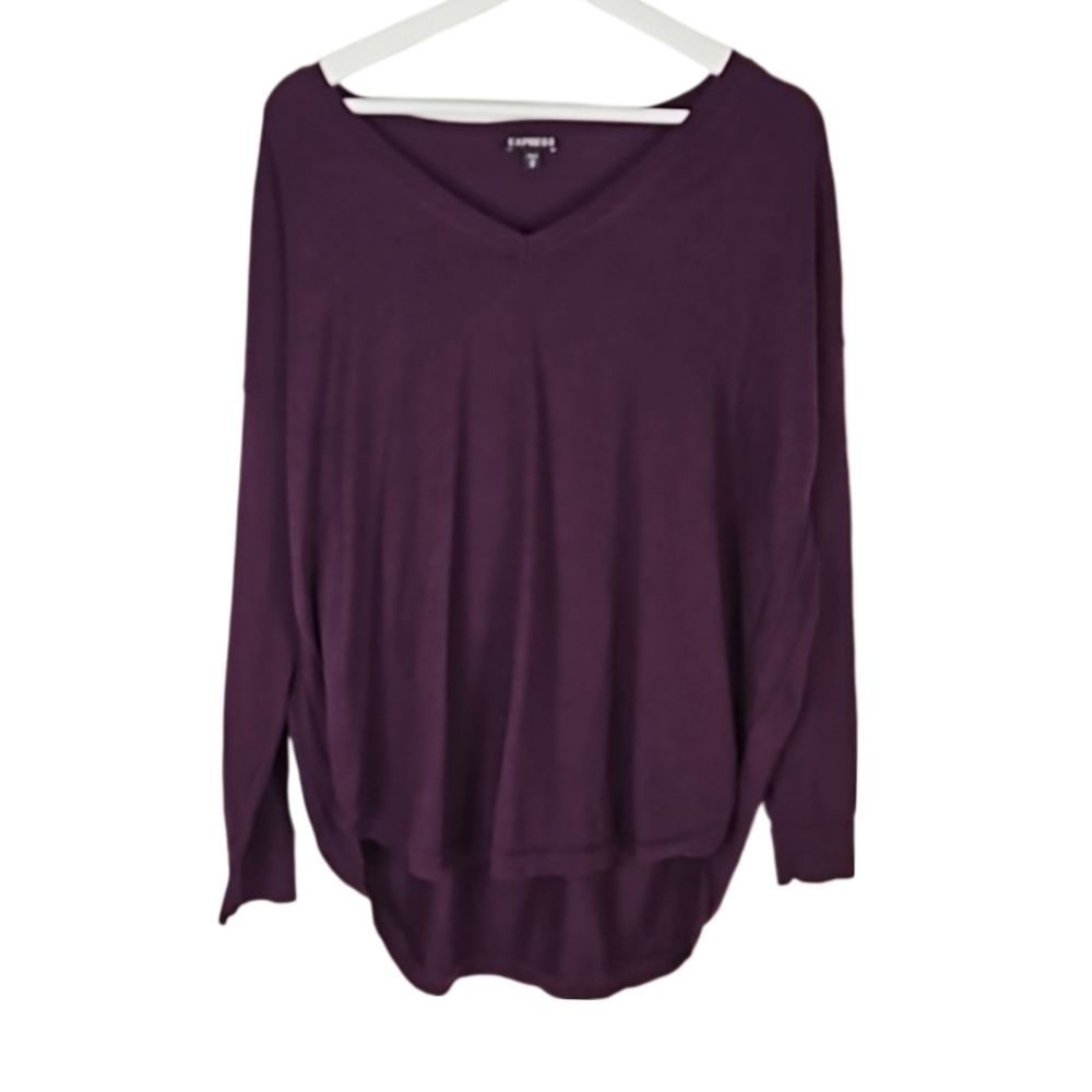 Express Plum Purple V-Neck Sweater, Size M - Picture 5 of 5